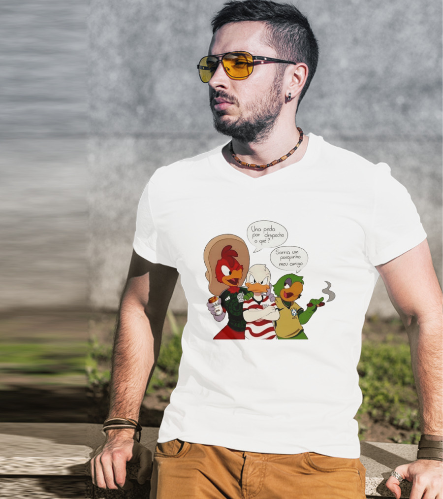 The Three Caballeros Panchito Pistoles Donald Duck José Carioca México USA Brazil Jerseys Soccer Fan Collection T-Shirt