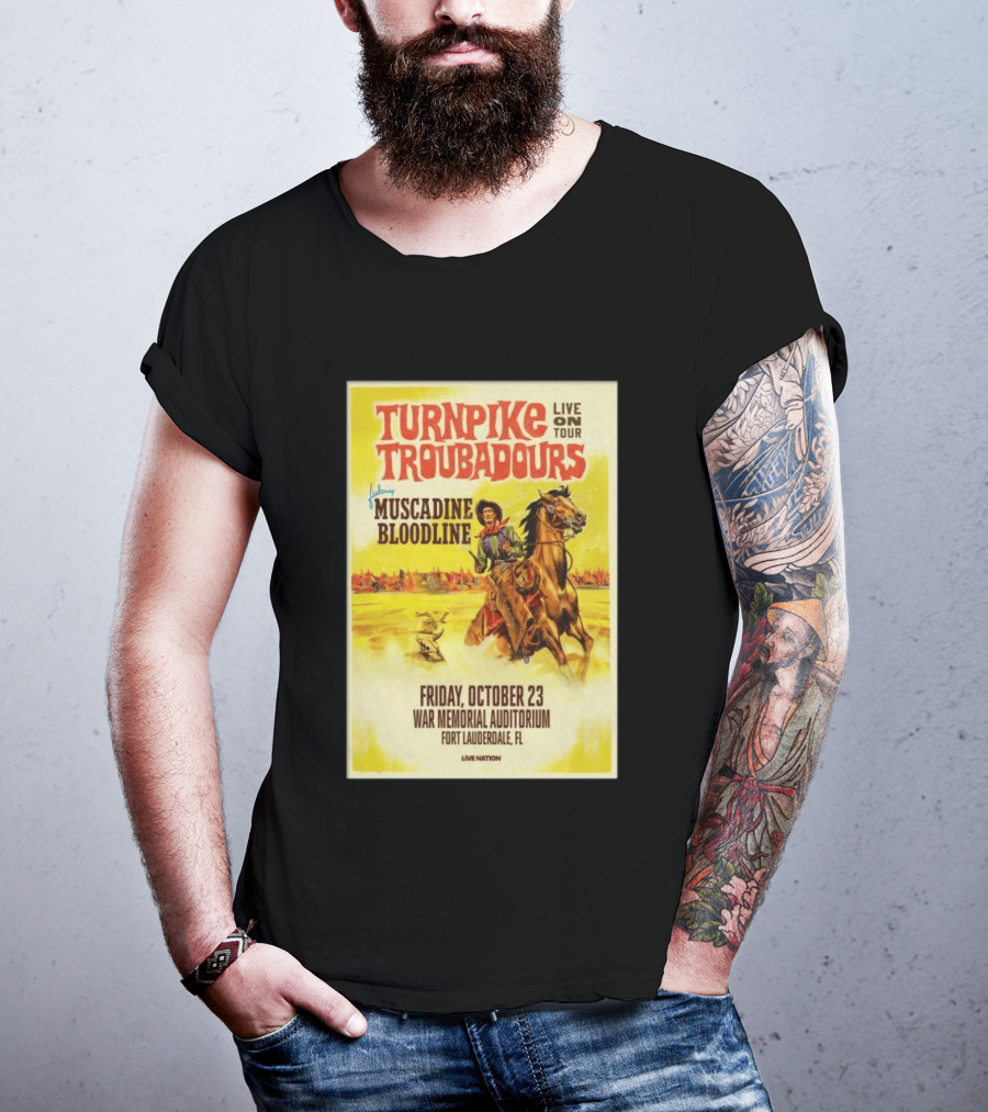 Turnpike Troubadours Live On Tour Featuring Muscadine Bloodline War Memorial Auditorium Fort Lauderdale October 23 T-Shirt