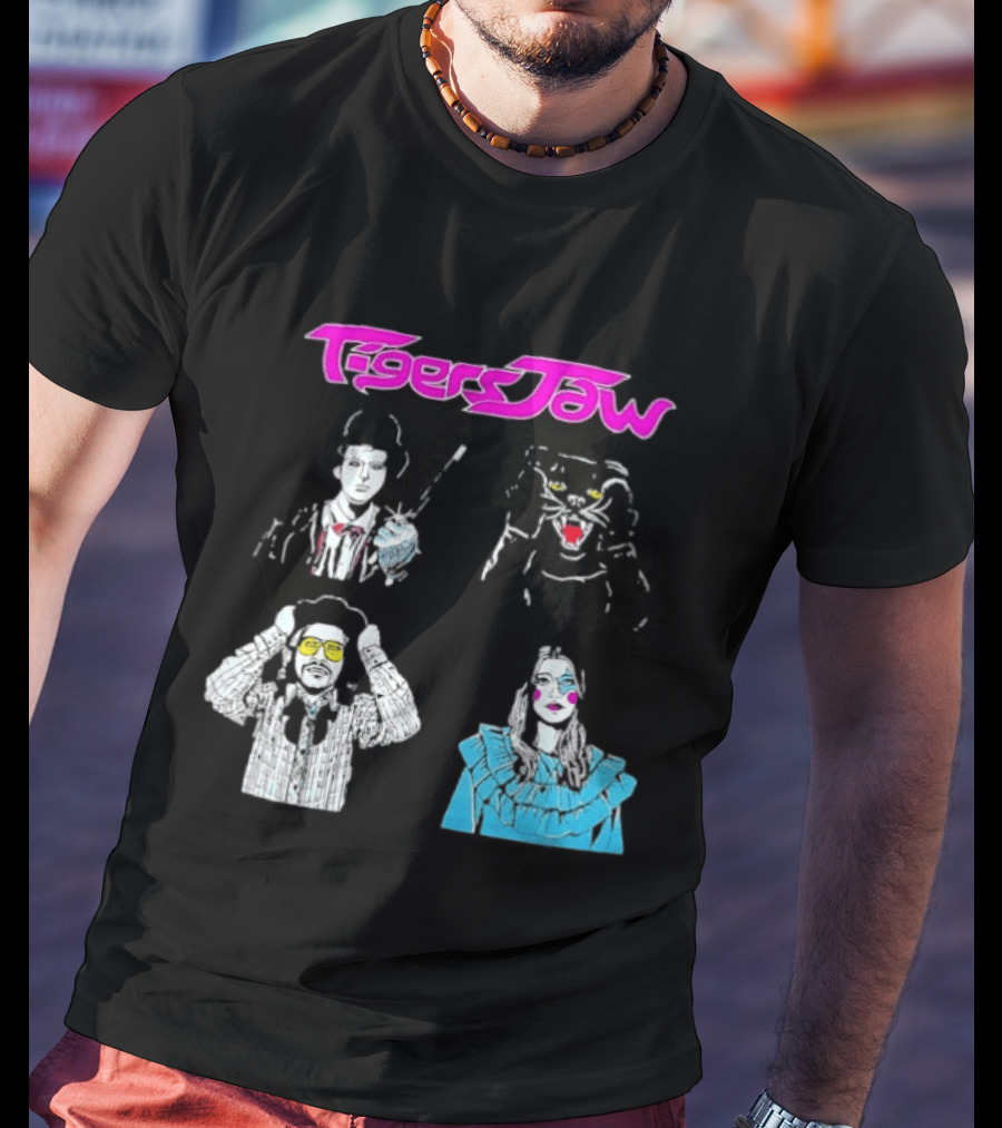 Tigers Jaw Band Members Indie Rock Retro Style Illustrated Portraits T-Shirt