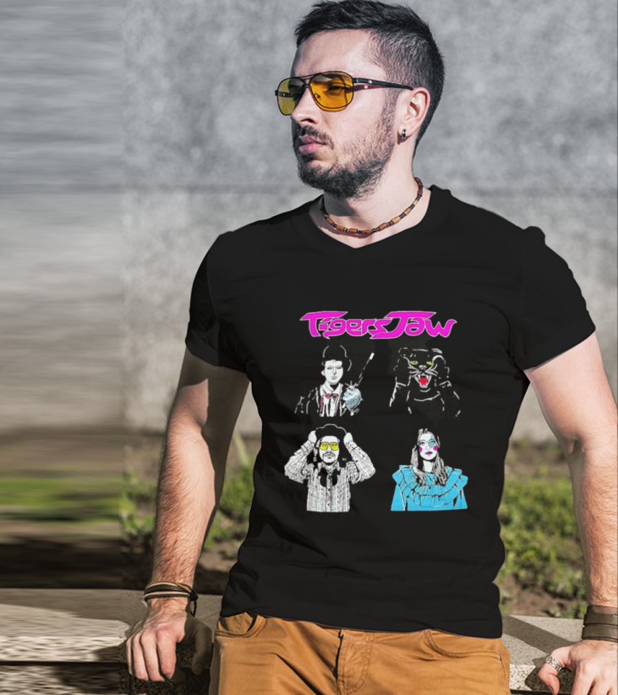 Tigers Jaw Band Members Indie Rock Retro Style Illustrated Portraits T-Shirt
