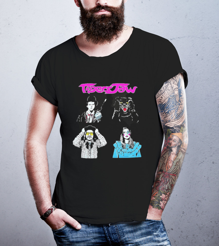 Tigers Jaw Band Members Indie Rock Retro Style Illustrated Portraits T-Shirt