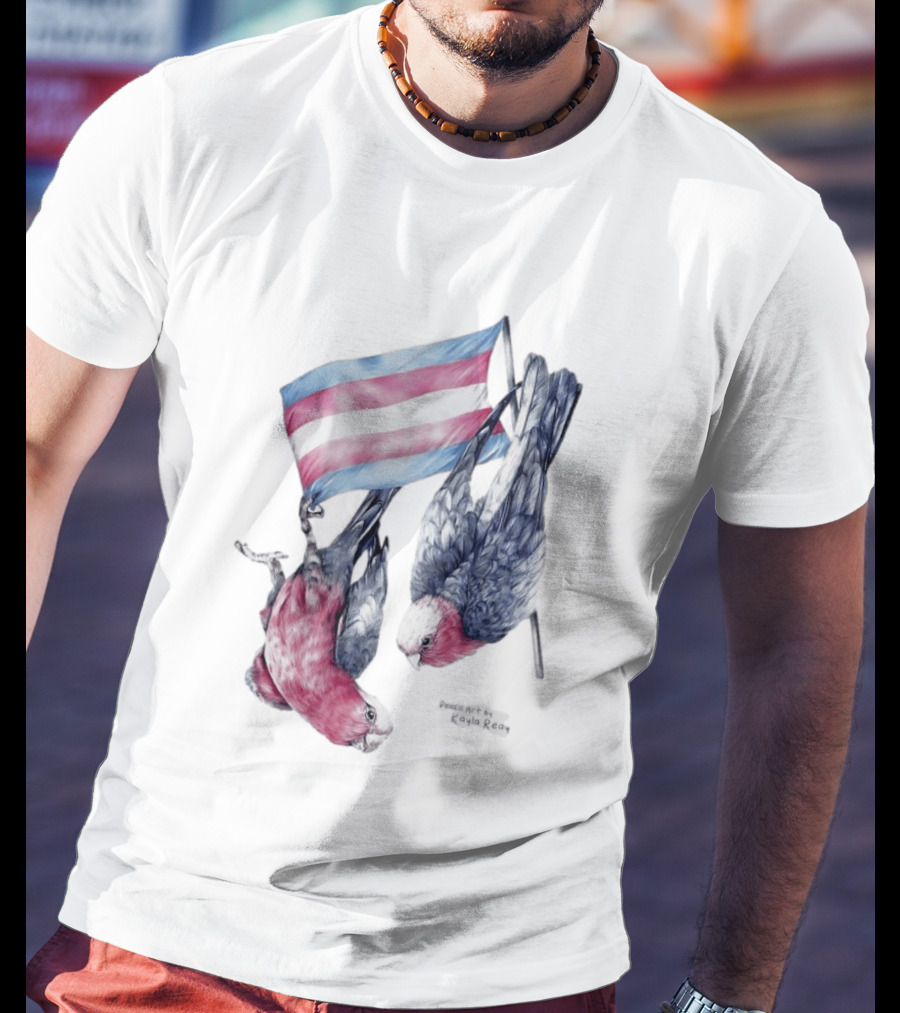 Trans Pride Flag Galah Parrots By Kayla Reay T-Shirt
