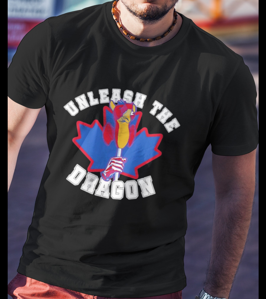 Unleash The Dragon Toronto Blue Jays Home Run Dragon Maple Leaf T-Shirt