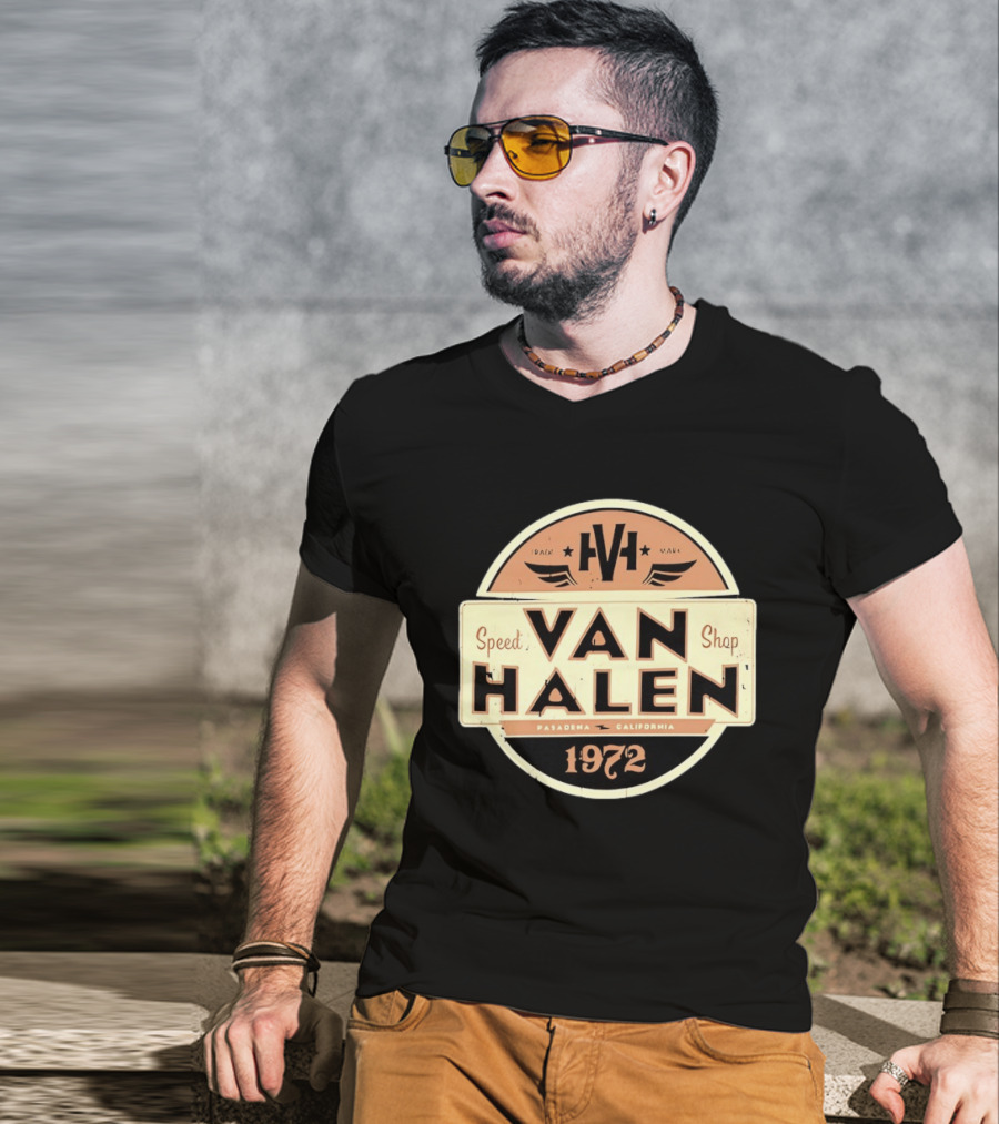 Van Halen Speed Shop Pasadena California 1972 T-Shirt