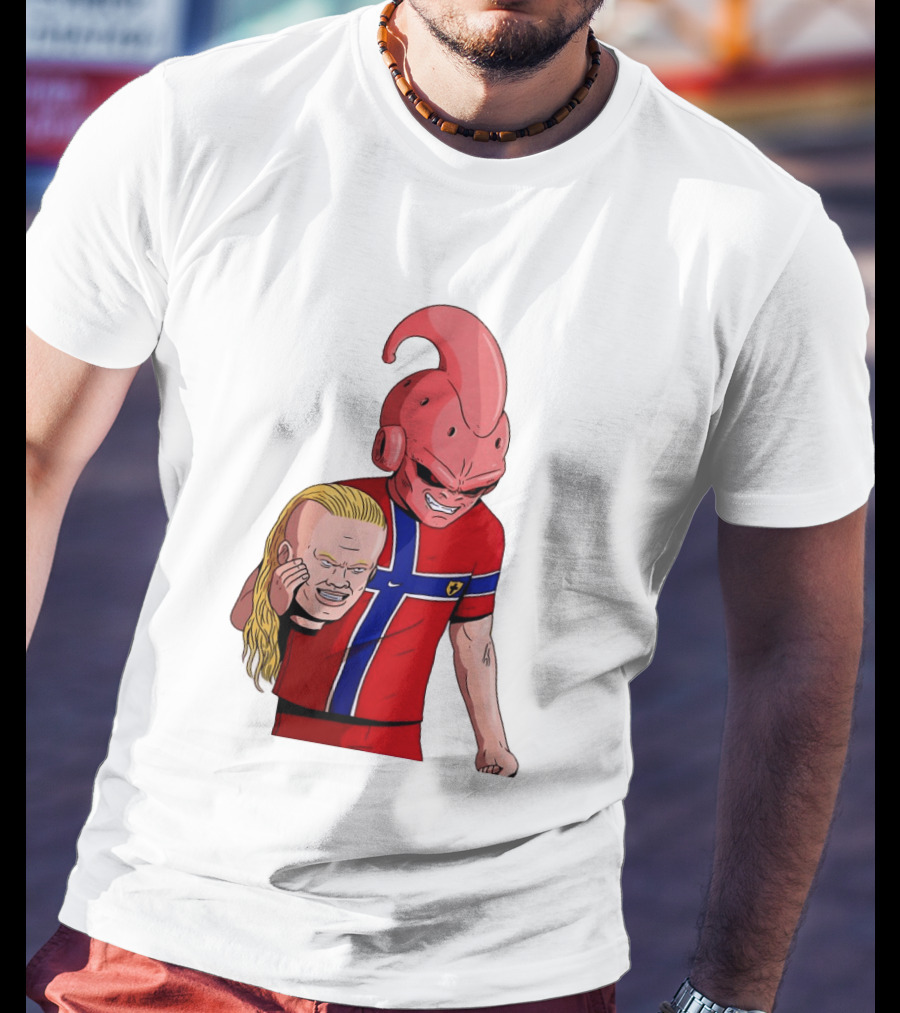 Majin Buu Holding Erling Haaland With Norway Football Jersey T-Shirt
