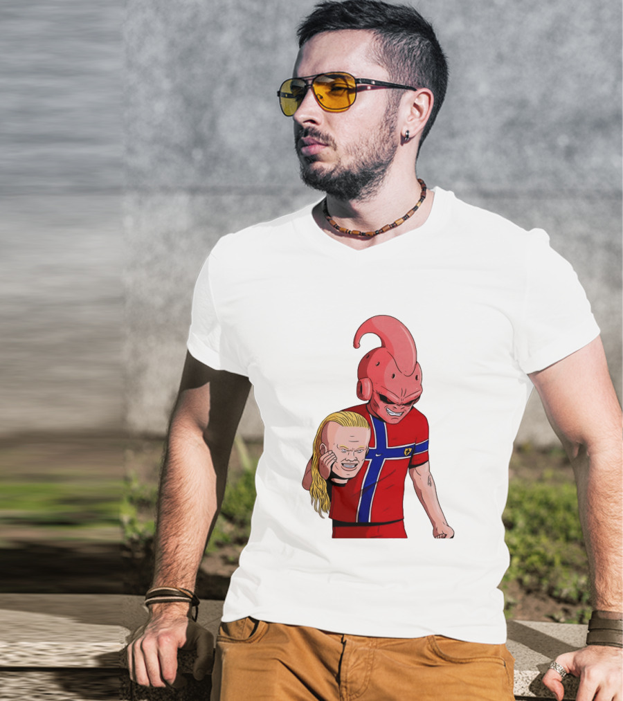 Majin Buu Holding Erling Haaland With Norway Football Jersey T-Shirt