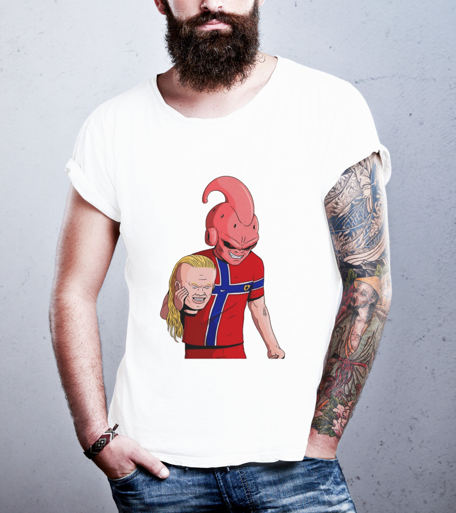 Majin Buu Holding Erling Haaland With Norway Football Jersey T-Shirt