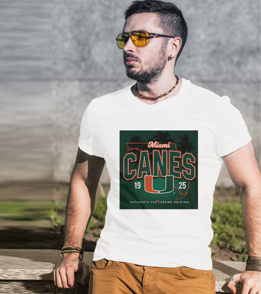 Miami Hurricanes Canes U Authentic Flo Grown 1925 Palm Trees T-Shirt