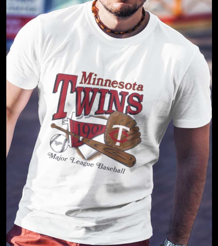 Minnesota Twins Since 1901 Major League Baseball Vintage Bat And Glove T-Shirt