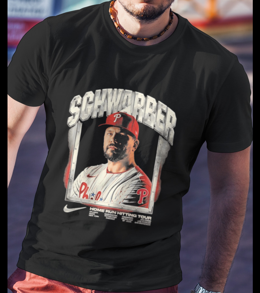 Philadelphia Phillies Kyle Schwarber Home Run Hitting Tour 2026 Nike Baseball T-Shirt