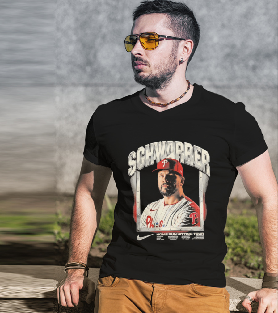Philadelphia Phillies Kyle Schwarber Home Run Hitting Tour 2026 Nike Baseball T-Shirt