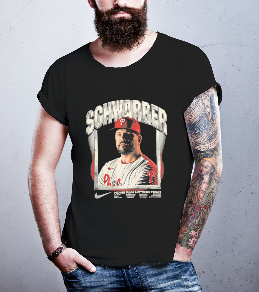Philadelphia Phillies Kyle Schwarber Home Run Hitting Tour 2026 Nike Baseball T-Shirt