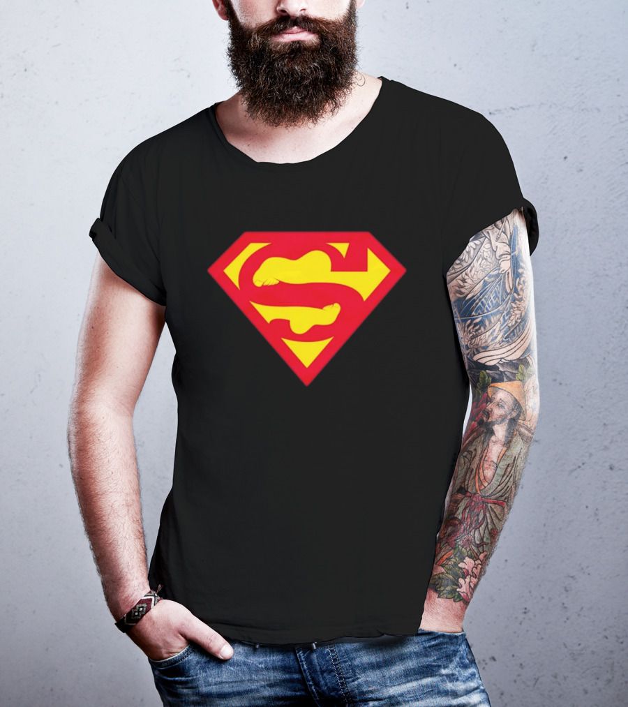 Superfeet Superman Inspired Red Yellow Emblem With Feet T-Shirt