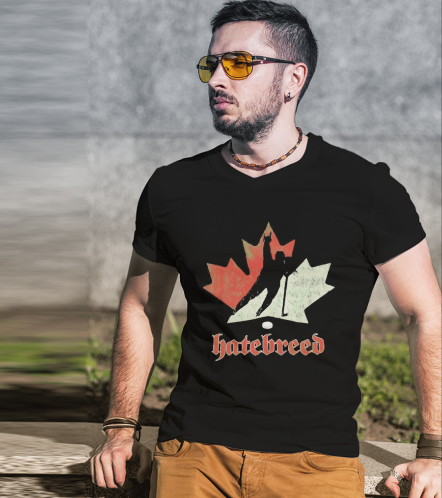 Maple Leaf Hockey Player Hatebreed T-Shirt
