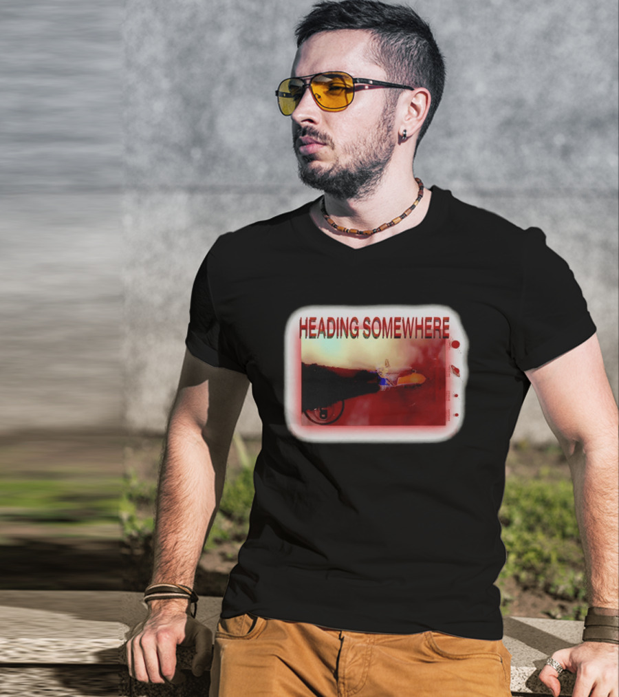 Heading Somewhere Motorcycle Journey Vintage Road Trip T-Shirt