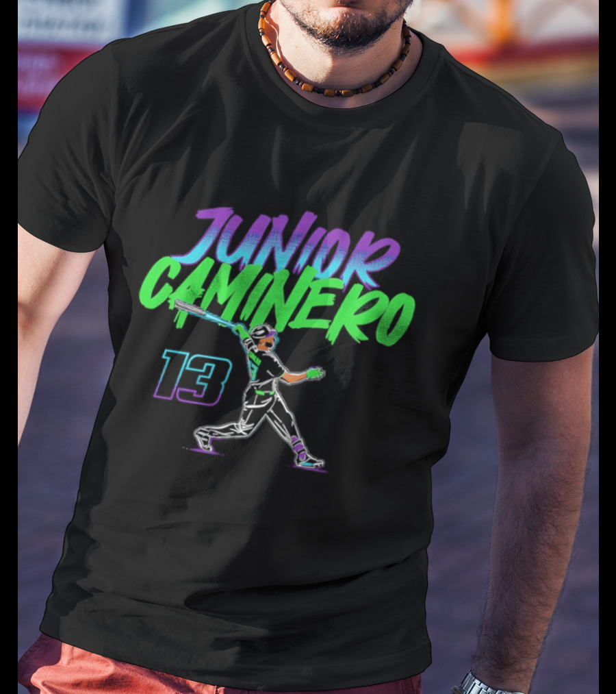 Junior Caminero Tampa Bay Rays Baseball Slugger Swing 13 T-Shirt