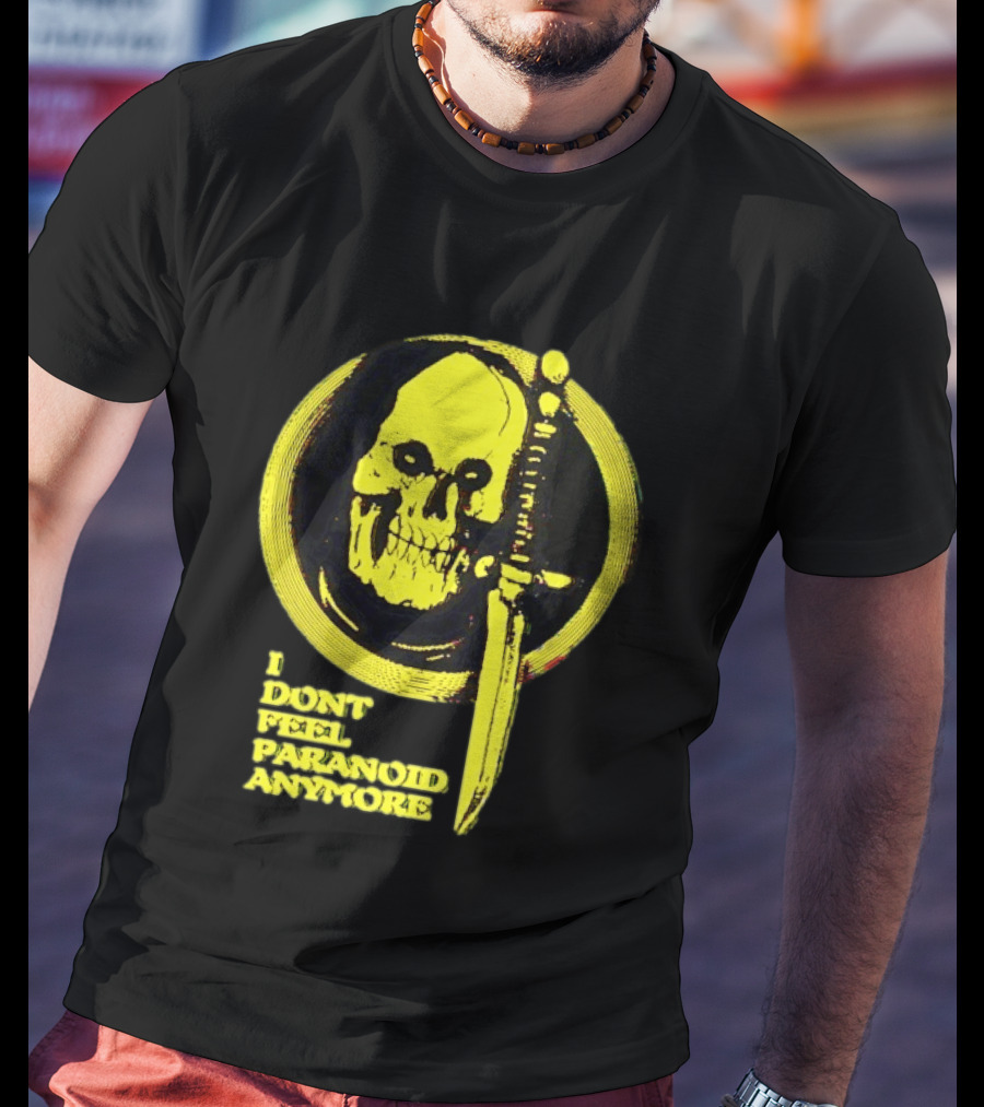 I Don't Feel Paranoid Anymore Skull Dagger Retro Horror Vibe T-Shirt