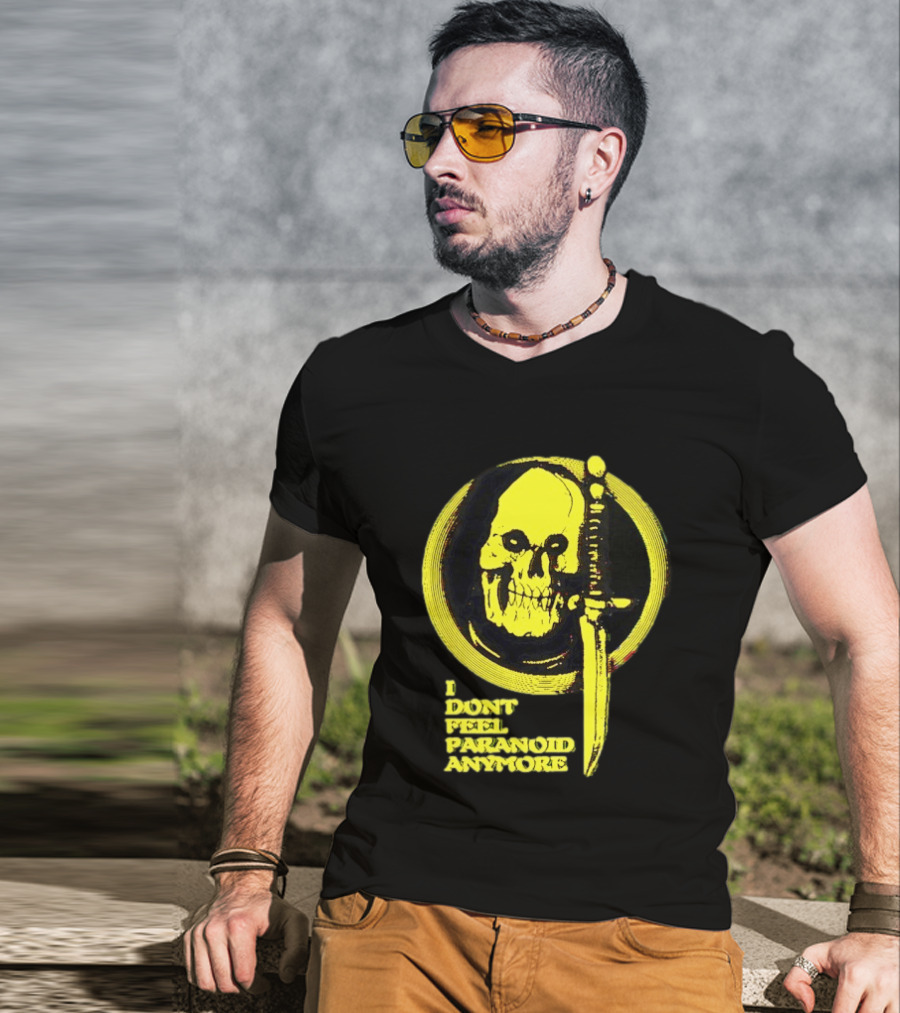 I Don't Feel Paranoid Anymore Skull Dagger Retro Horror Vibe T-Shirt