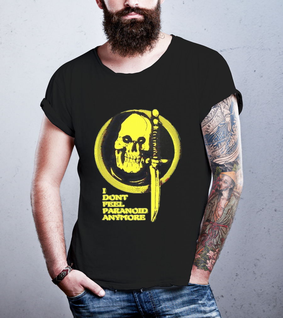 I Don't Feel Paranoid Anymore Skull Dagger Retro Horror Vibe T-Shirt