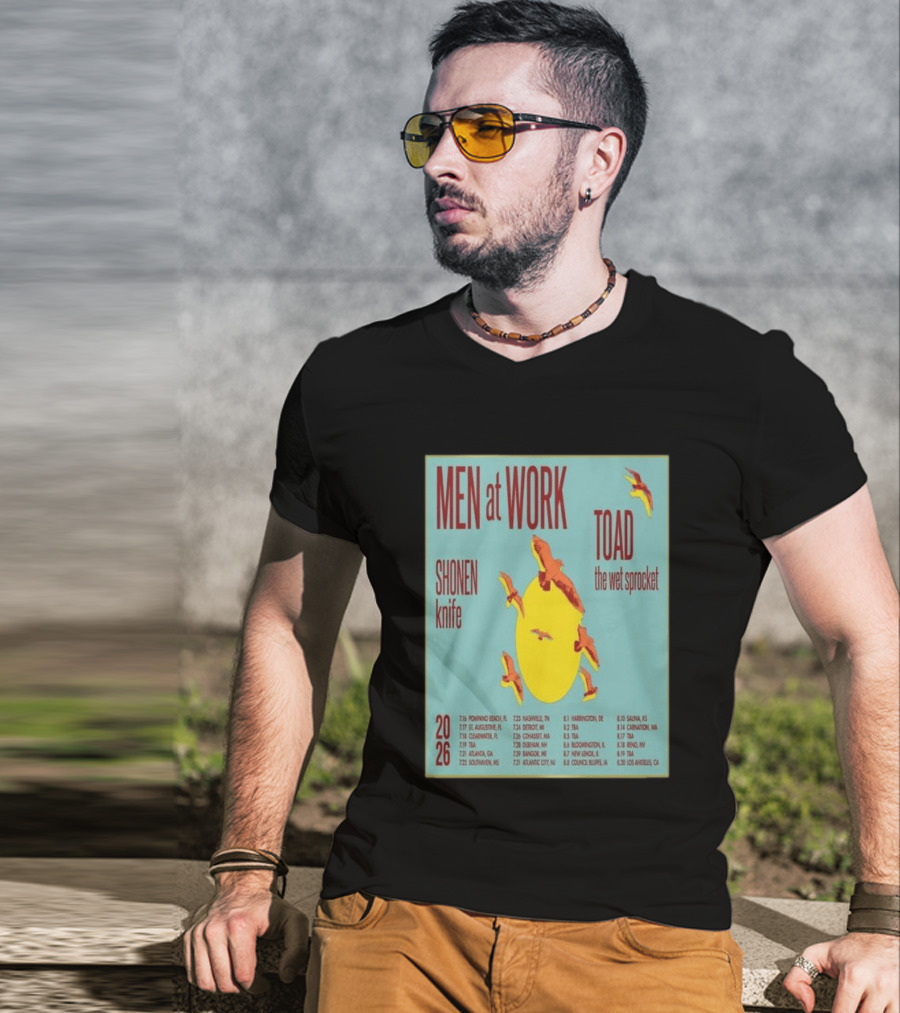 Men At Work Toad The Wet Sprocket Shonen Knife 2026 Tour Dates And Locations T-Shirt