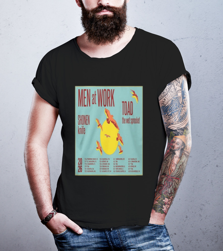 Men At Work Toad The Wet Sprocket Shonen Knife 2026 Tour Dates And Locations T-Shirt