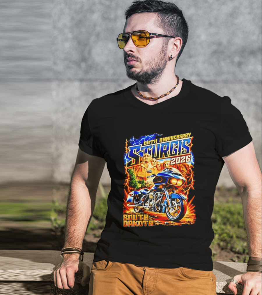 88th Anniversary Sturgis 2026 South Dakota Motorcycle Mount Rushmore T-Shirt