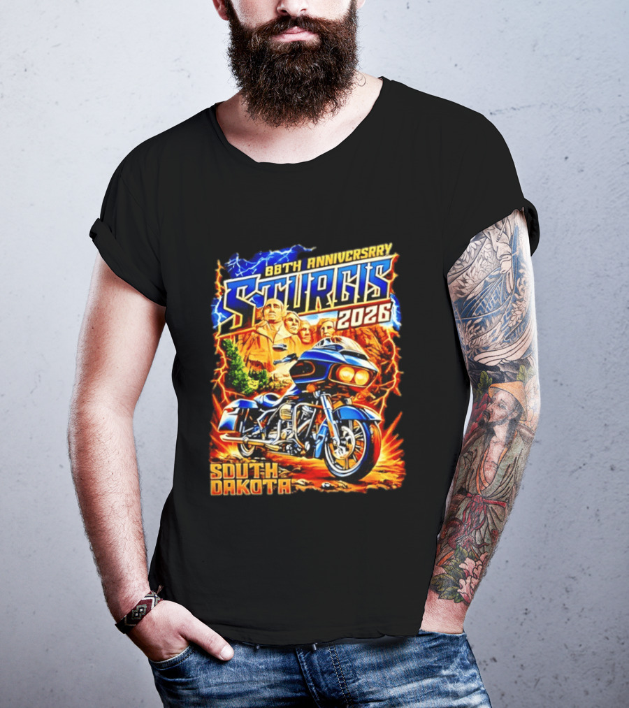 88th Anniversary Sturgis 2026 South Dakota Motorcycle Mount Rushmore T-Shirt