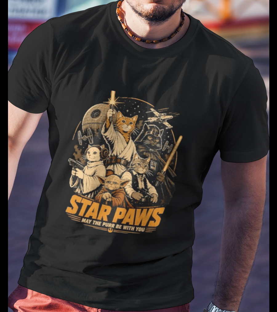 Star Paws May The Purr Be With You Cat Jedi Warriors Star Wars T-Shirt
