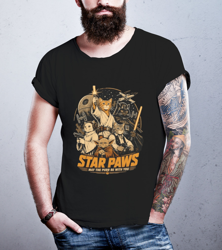Star Paws May The Purr Be With You Cat Jedi Warriors Star Wars T-Shirt