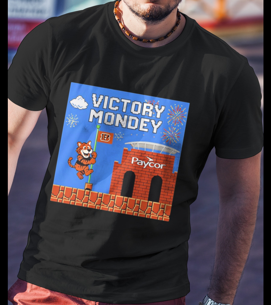 Cincinnati Bengals Victory Mondey Pixel Art Tiger Paycor Stadium Celebration T-Shirt