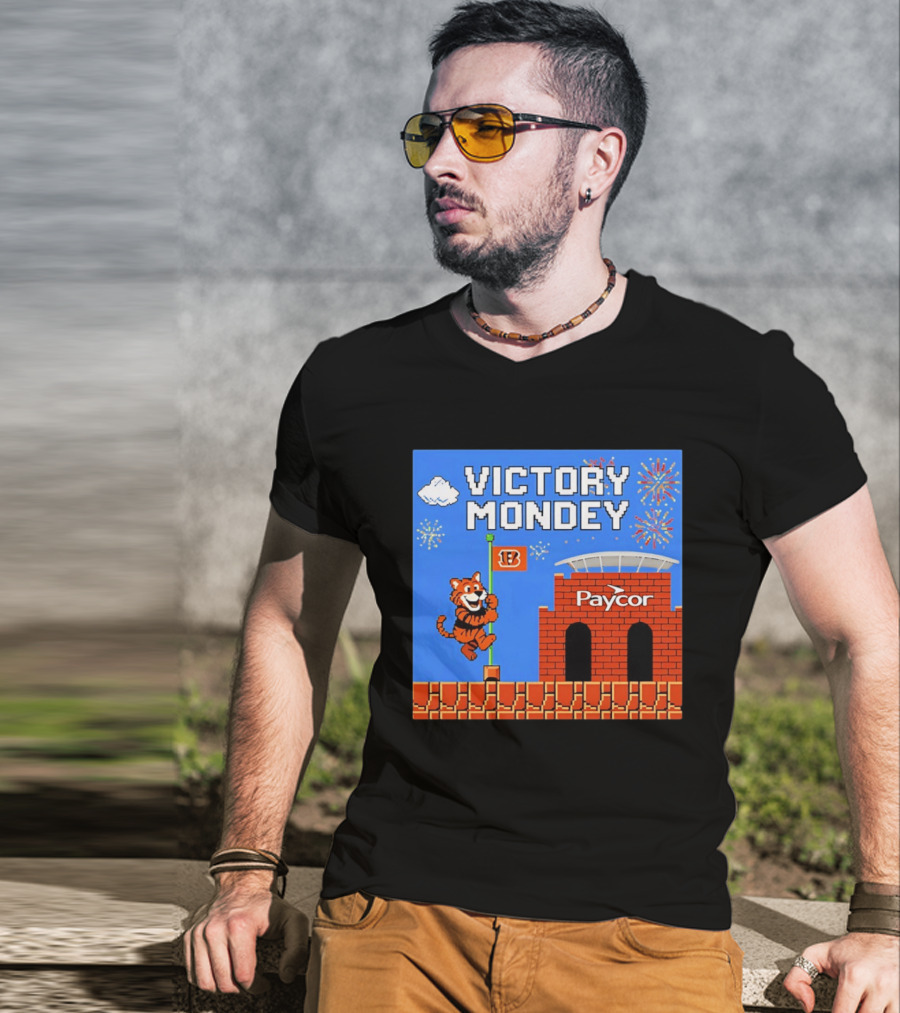 Cincinnati Bengals Victory Mondey Pixel Art Tiger Paycor Stadium Celebration T-Shirt