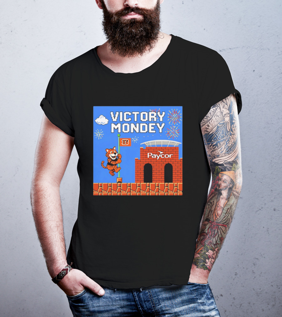 Cincinnati Bengals Victory Mondey Pixel Art Tiger Paycor Stadium Celebration T-Shirt