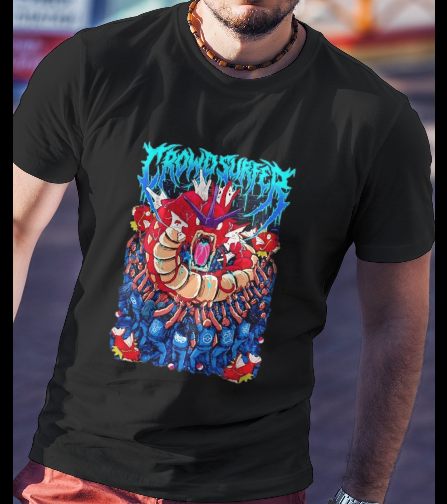 Crowd Surfer Gyarados Magikarp Pokémon Fan Art Concert Scene T-Shirt