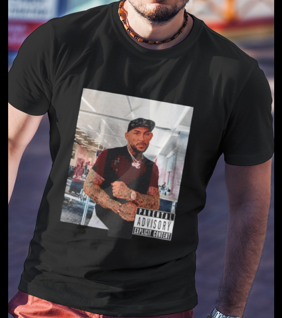 Dustin Poirier Parental Advisory Explicit Content Indoors Tattooed Man With Chain And T-Shirt