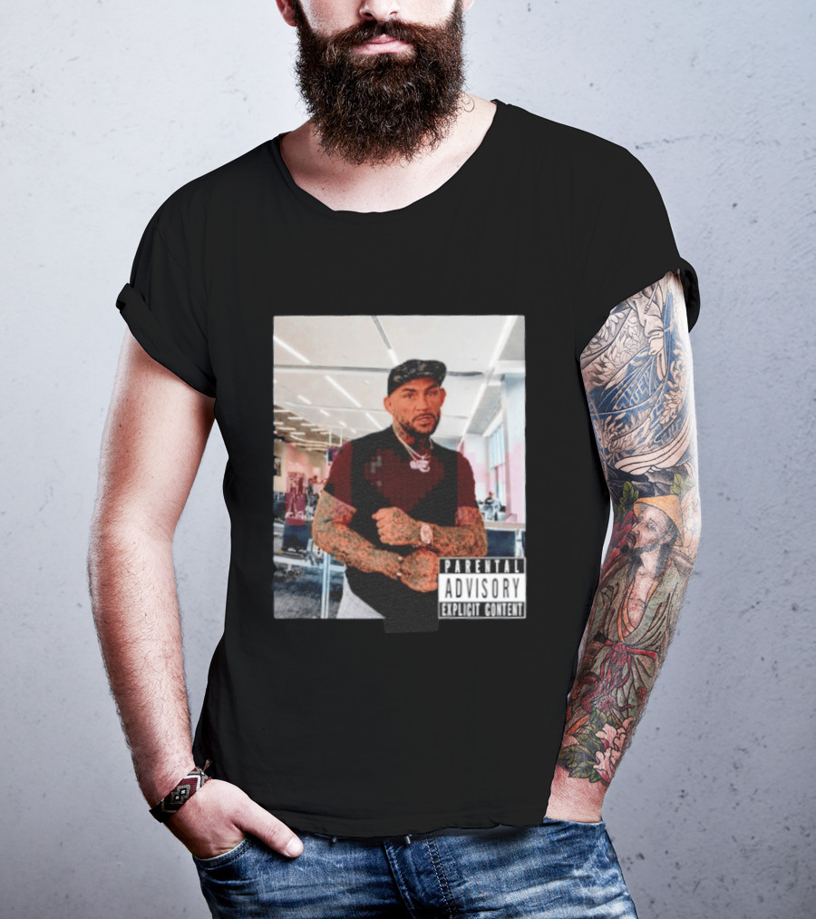 Dustin Poirier Parental Advisory Explicit Content Indoors Tattooed Man With Chain And T-Shirt