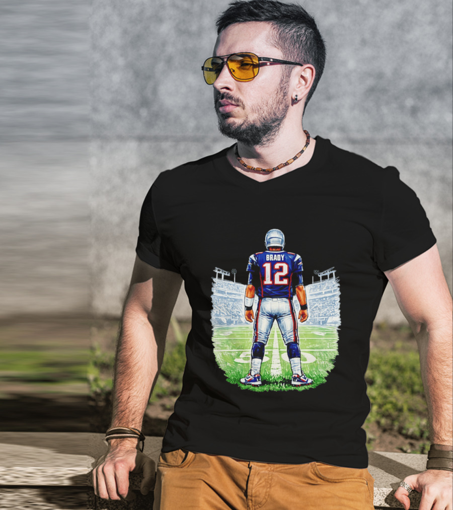 Brady 12 New England Patriots Football Stadium Back View T-Shirt