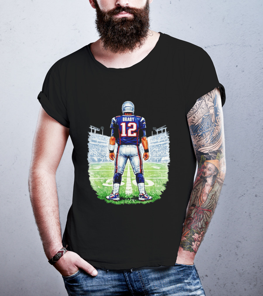 Brady 12 New England Patriots Football Stadium Back View T-Shirt