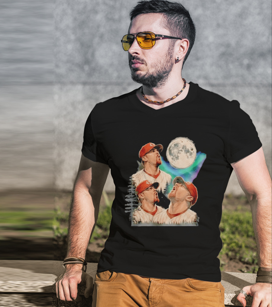 Baseball Player 43 Moon Howling Forest T-Shirt