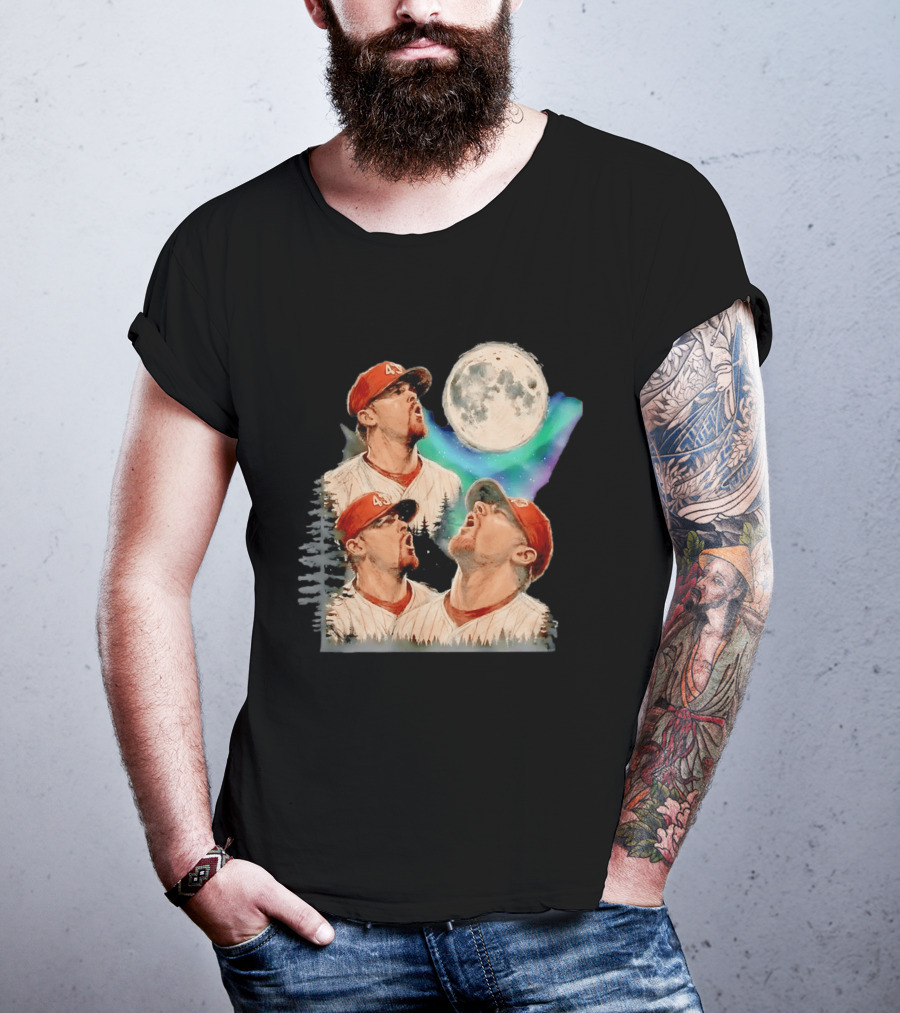 Baseball Player 43 Moon Howling Forest T-Shirt