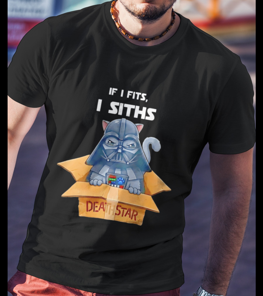 If I Fits I Siths Darth Vader Cat In Death Star Box T-Shirt