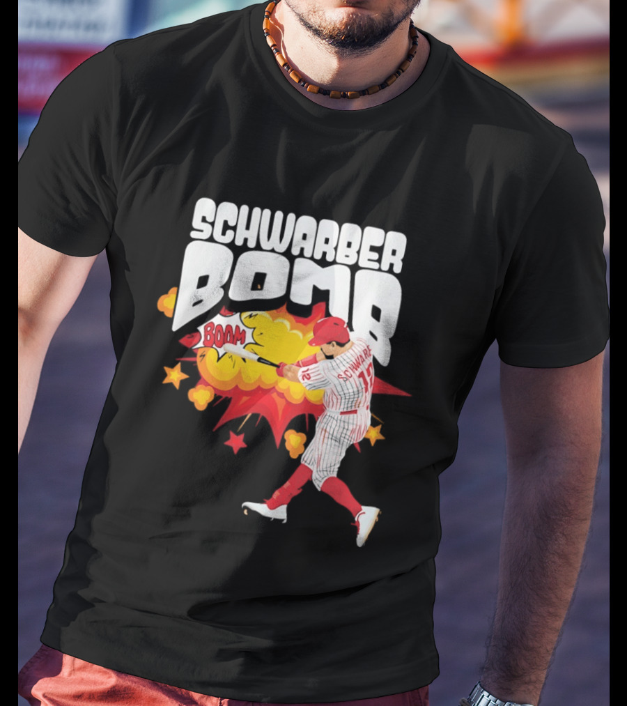 Schwarber Bomb Boom Baseball Philadelphia Phillies Player Action T-Shirt