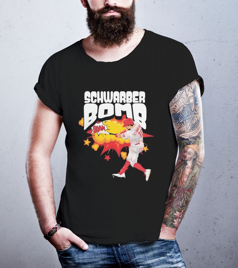 Schwarber Bomb Boom Baseball Philadelphia Phillies Player Action T-Shirt
