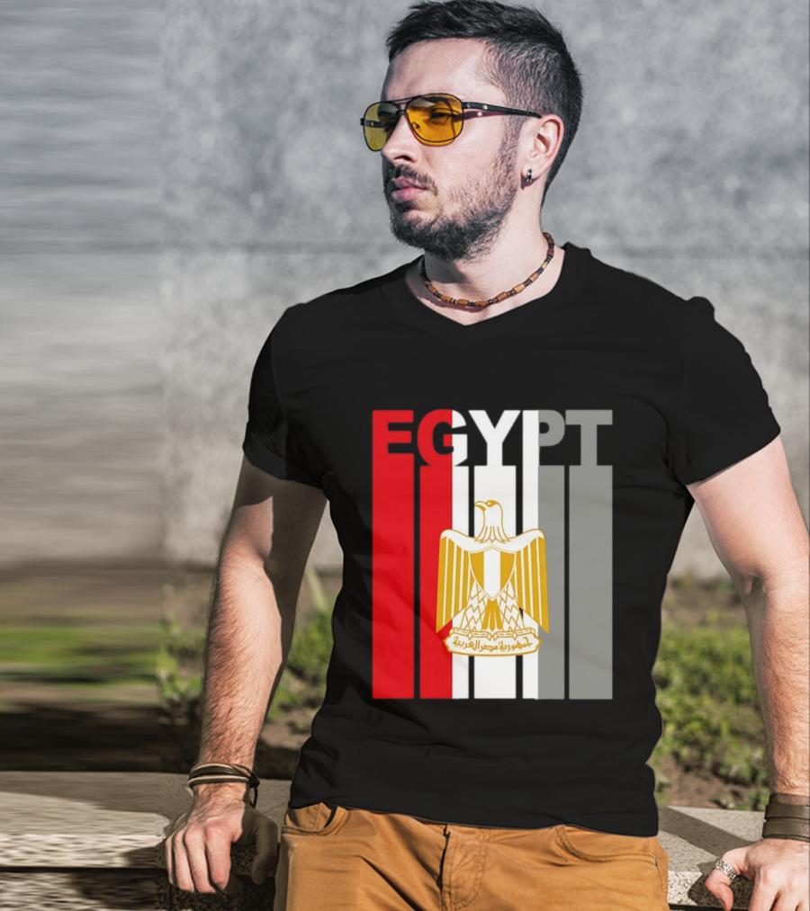 Egypt Flag Colors With Eagle Coat Of Arms T-Shirt