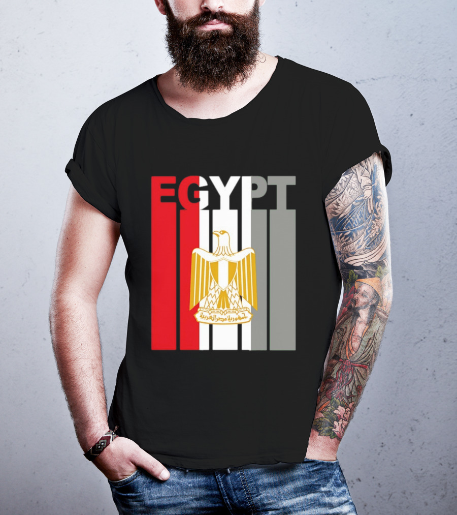 Egypt Flag Colors With Eagle Coat Of Arms T-Shirt