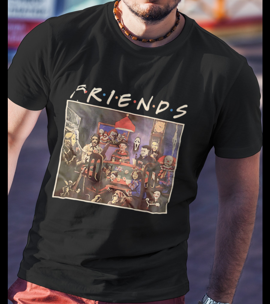 Friends Horror Movie Characters Playing Poker At Night T-Shirt