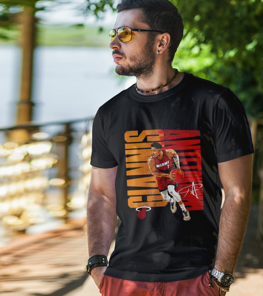 Giannis Antetokounmpo Miami 7 Basketball Running Miami Heat T-Shirt