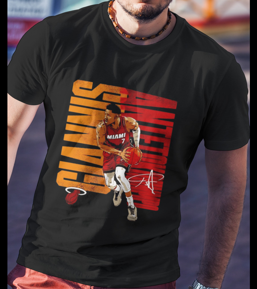 Giannis Antetokounmpo Miami 7 Basketball Running Miami Heat T-Shirt