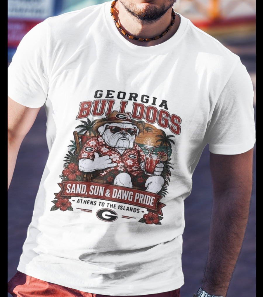 Georgia Bulldogs Sand Sun Dawg Pride Athens To The Islands Tropical Paradise T-Shirt