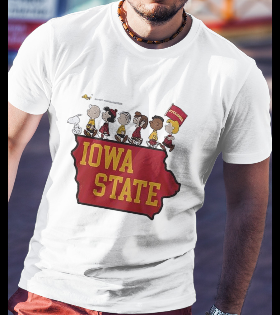 Iowa State Cyclones Peanuts Characters Marching With Snoopy And Friends T-Shirt