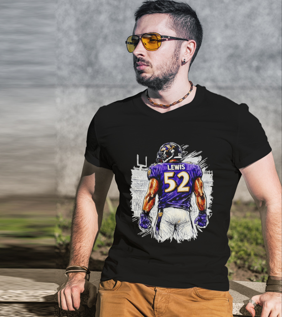 Ray Lewis Baltimore Ravens 52 Lewis Football Legendary Linebacker Ravens NFL Team T-Shirt
